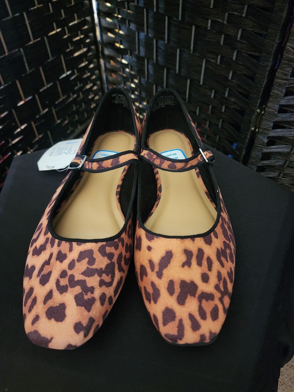 Time and Tru Leopard Print Mary Jane Flats - Brown/Black